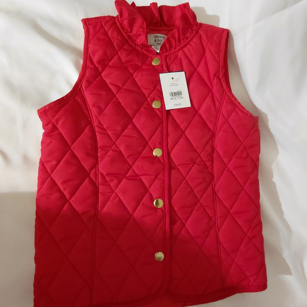 Crown & Ivy Red Quilted Kids Vest